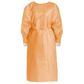 Non-woven hygiene gown, visitor gown, partly PE-coated, with jersey cuffs (10)