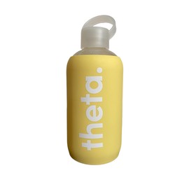 Sorority Shop Kappa Alpha Theta Glass Water Bottle with Silicone Sleeve - 16 Oz Glass Water Bottle, Reusable Glass Water or Juice Bottle with Cap