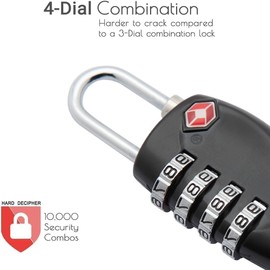 TSA Approved Luggage Combination Locks, T Tersely 4 Digit Combination Padlock with Alloy Body TSA Lock for Travel Bag, Suit Case, Lockers, Gym, Bike Locks or Other (4-Pack)