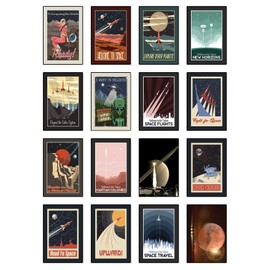 16 Vintage Style Space Postcards