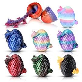 8pcs 3D Printed Dragon Eggs with Dragons Inside, Articulated Fidget Toys Set, 3D Dragon Figurines for Kids Goodie Bag Stuffers, Classroom Prizes, Birthday Party Favors, Collectible Gifts