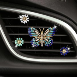 Unifizz Bling Butterfly Car Clip - Cute 4PCS Butterfly Car Fresheners Vent Clip - Car Accessories Air Vent Clip - Air Dashboard Outlet Clip - Rhinestone Accessories for Girls Womens