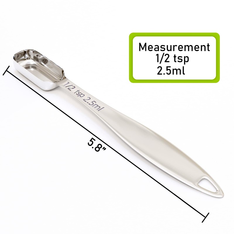 BERYLER 2PCS 1/2Teaspoon (2.5ml) Single Measuring Spoon, Individual Stainless Steel