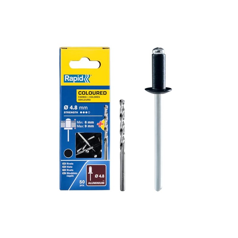 Rapid Blind Rivets Aluminium Black Diameter 4.8 mm 6-9 mm