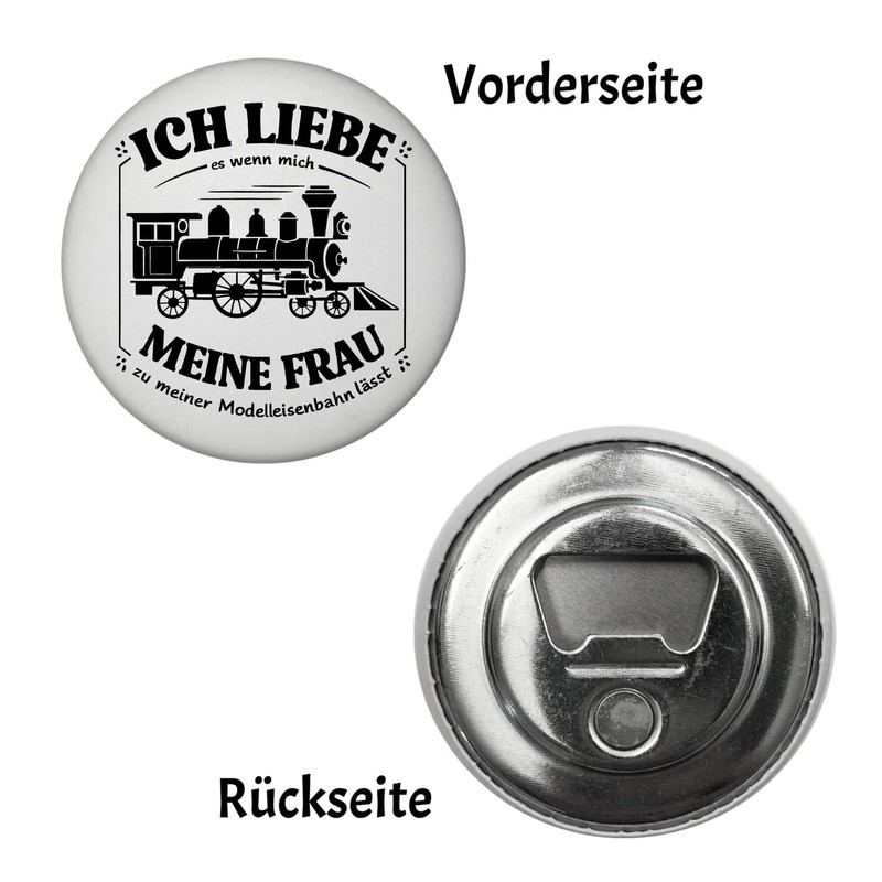 Ich Liebe Meine Modellleisenbahn Magnet with Bottle Opener Magnetic Design
