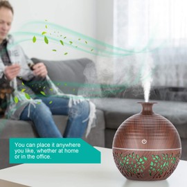 Wood Grain Air Humidifier, Air Humidifier Essential Oil Diffuser Cool Mist Humidifier Desktop USB Aroma Diffuser Portable Mini Hollow Aroma Diffuser Humidifier Gift for Office Home Bedroom Travel