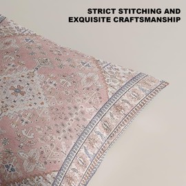 ZSYTZL Boho Throw Pillow Covers 18x18 inch Set of 2,Linen Bohemia Carpet Pattern Decorative Living Room Sofa Bed Square Pillow Case Cushion Cover-Pink