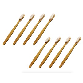 8 x Biodegradable, BPA-FREE Bamboo Toothbrush - Eco-Friendly, Pressed White Bristles (No Glue) - Under a Buck Per Organic Toothbrush