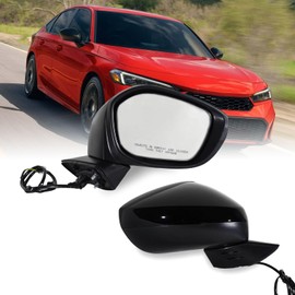 xingshihuang Right Passenger Side Mirror For (2022 2023 2024 2025) HONDA CIVIC Sedan/Hatchback With Power Glass, Manual Folding, Match to Crystal Black Pearl Replace#HO1321350 (3 Pins)