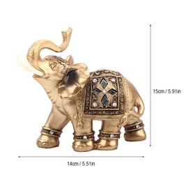 Mumusuki Elegante Estatua Dorada de la Estatua del Elefante con la trompa hacia Arriba, colección de decoración del hogar de Riqueza(El 14 * 15cm)