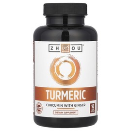 Zhou Nutrition Turmeric Curcumin & Ginger Veggie Capsules 90 Tablets, 5 Count / Zhou Nutrition 강황 커큐민 앤드 생강 함유 베지캡슐 90정, 5개