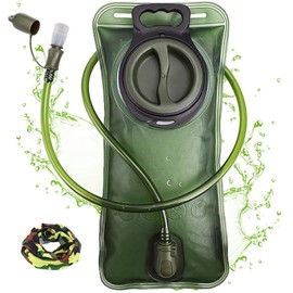 Hydration Bladder, 2L Water Bladder for Hiking Backpack, BPA-Free Leak Proof Water Reservoir Storage Bag, Hydration Pack Replacement for Camping Cycling Running, Military Green