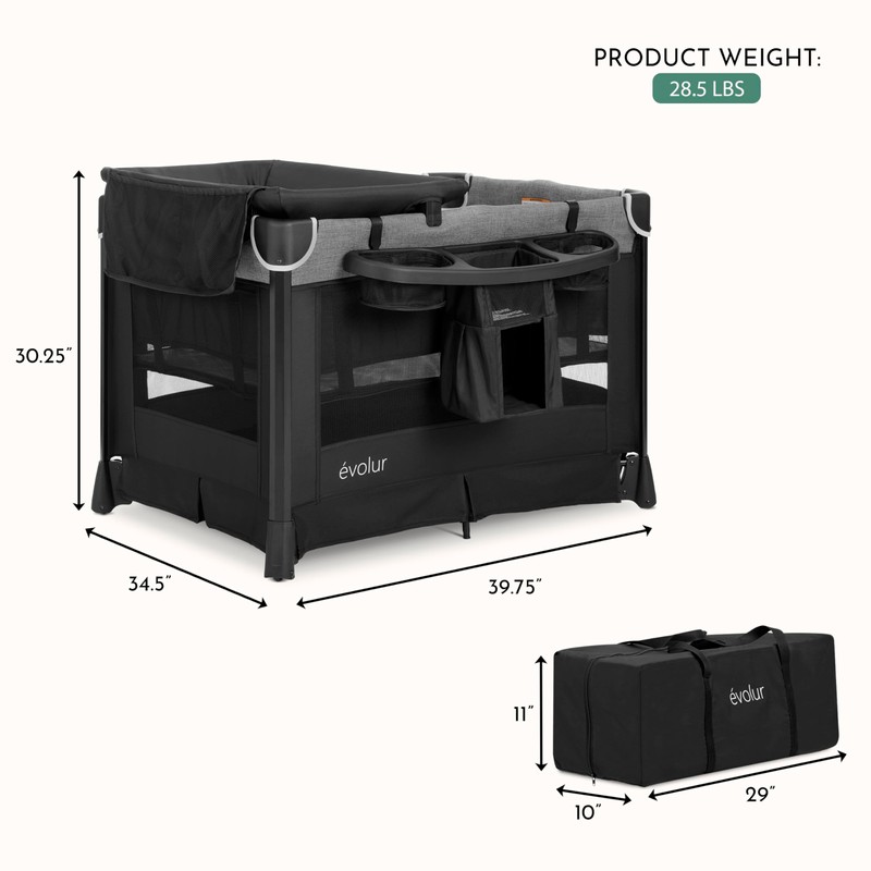 Evolur Cozy Cove All-in-One Portable Playard with Bassinet & Changing