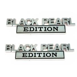 2pcs Metal Black Pearl Edition Emblem 3D Badge Sticker Fit for Pickup Truck Car Truck Motorcycle Side Door Decal (Silver Black)