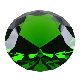 Zoogamo 4” / 100 mm Dark Green Diamond Shaped Glass Crystal Paperweight – Home Office Decor & Wedding Favors Decoration with Gift Box