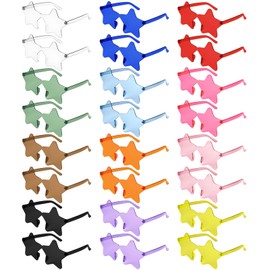 NACHLYNN 36 Pcs Transparent Sunglasses Multicolor Rimless Star Shaped Sunglasses Pentagram Glasses for Costumes Cosplay