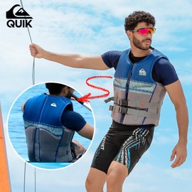 QUIKSILVER Men's Life Vest, USCG and Transport Canada Approved PFD, Evoprene CGA Life Jacket, Personal Flotation Device for Jet Skiing Wakeboarding Rafting Sailing Surfing Boating - L