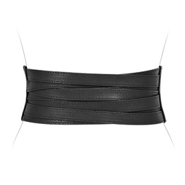 JASGOOD Women Leather Wide Waist Belt Braid Elastic Stretchy Belt Fashion Obi Belt Cich Blet,L,Black
