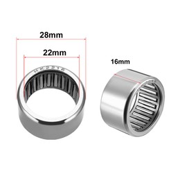 sourcing map HK2216 Drawn Cup Needle Bearing 22 mm Bore Diameter 28 mm OD 16 mm Width DE DE