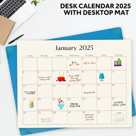 Desk Calendar 2025, KOPEESY 22" x 17" Large Calendar with Desk Mat, 18 Month From January 2025 to June 2026, 22 x 17 Desk top Calendar for Home School and Office, Blue