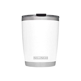 Sellingo SELL-20WHT Termo de Acero Inoxidable Doble Capa Vacuum Rambler 20 oz y 30 oz Colores Bebidas (20 onzas, Blanco)