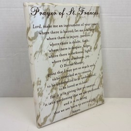 St Francis Prayer Plaque – Catholic Wall Art for Home – Inspirational Christian Decor with Peace Prayer – Religious Gift for Baptism, Confirmation, or Housewarming (Marble Finish, 9x12 inch)