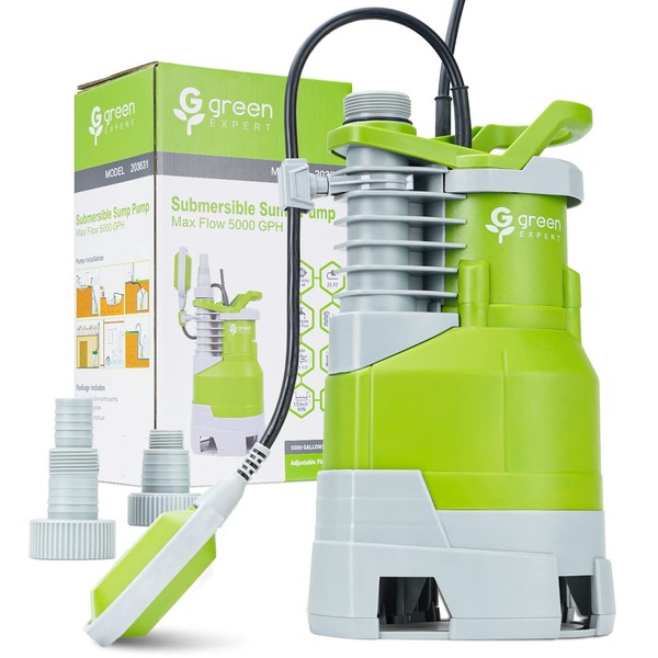 Green Expert 1.5HP Submersible Sump Pump High Flow 5000GPH 25ft