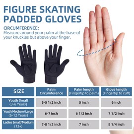 SARIUROS Figure Skating Gloves, Figure Ice Skating Gloves for Women, Grils - Padded Skating Gloves for Skating Practice, Padded Protection for Dance Competition, Practice Competition - Youth Small