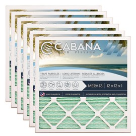 Cabana Filters 12x12x1 AC Furnace Air Filter, Merv 13 Capture Unwanted Particles, Pleated Furnace Filter HVAC AC Filters - Made in the USA - 6 Pack
