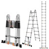 DEZEX Telescoping Ladders 16.5FT A Frame Stainless Steel Extension Ladder,Heavy