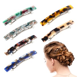 Ouligay 6PCS French Tortoise Hair Barrettes Hair Clip for Women Thick Fine Hair Small Flat Tortoise Shell Hair Clip 3 Inch No Slip Acetate Spring Clips