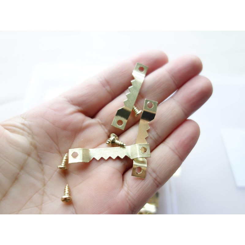 100 Pack Small Sawtooth Picture Hangers with 200 Screws Metal