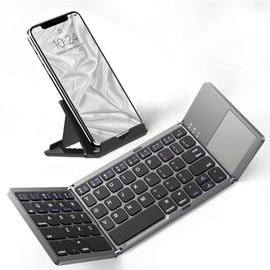 Slim Foldable Wireless Keyboard Compatible with Asus ZB555KL with TOUCHPAD Mouse Fully Universal Providing 48H Use, 560 Days Standby, Portable, Compact, Tri-Fold, Rechargeable!