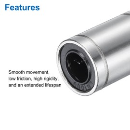 sourcing map 4Pcs LM10UU Linear Bearing 10mm Bore 19mm OD 29mm Length Linear Ball Bearings Nickel Plated Surface Double Side Rubber Sealed Bearing Steel for CNC Machine 3D Printer