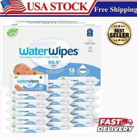 WaterWipes Plastic-Free Original Baby Wipes, 99.9% Water Based Wipes, Unscented