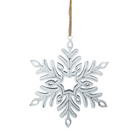 Northlight Metal Star Snowflake Christmas Ornament on Jute Rope - 5.5" - Silver and White