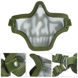 AOUTACC Airsoft Mesh Mask and Goggles Set, Half Face Steel Mesh Mask and Goggles for CS/Hunting/Paintball/Shooting