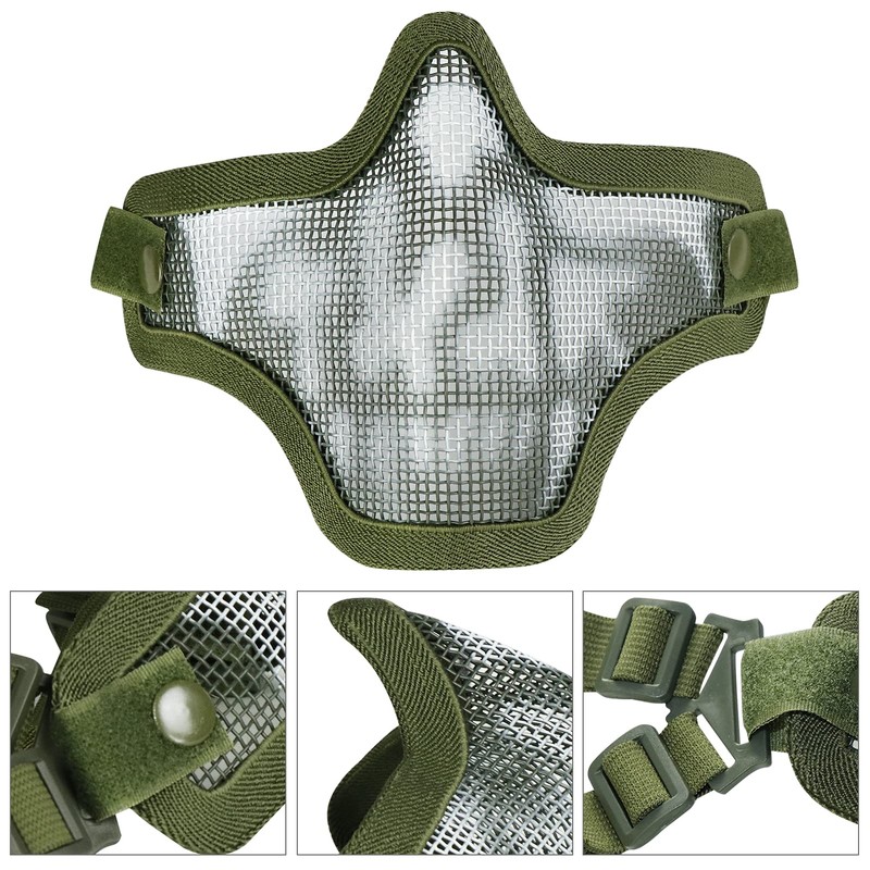 AOUTACC Airsoft Mesh Mask and Goggles Set, Half Face Steel