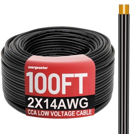 Energeaster Low Voltage Wire 2 Conductors Black Cable Hookup LED Lighting Strips Flexible Wire Outdoor Extension Cord 14 Gauge Copper Clad Aluminum (14AWG 100FT)