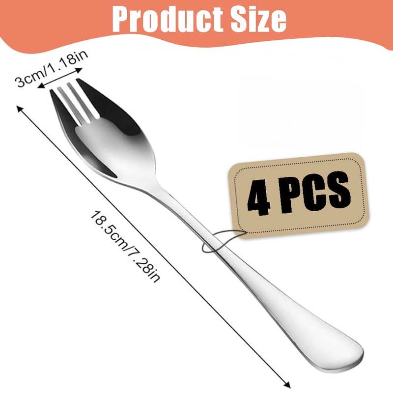Ouliget Stainless Steel Spoon Fork,Long Handle Salad Forks,Food-grade Flatware Set