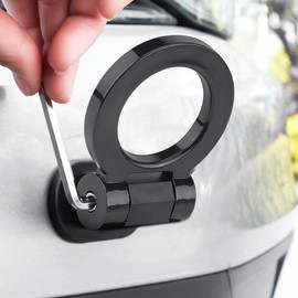 Decoración de gancho de remolque para coche, kit de ganchos de remolque, calcomanía para decoración de coche para accesorios exteriores de automóviles (negro)