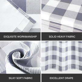 Simple Deluxe Buffalo Check Kitchen Valances for Windows, Plaid Curtain Valance for Kitchen, Farmhouse, Living Room, Bedroom, Rod Pocket Curtain Valance, 52" W x 15" L, White and Gray