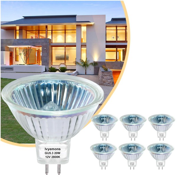 Ivyemons MR16 Halogen Bulb 20W 12V - 6 Pack MR