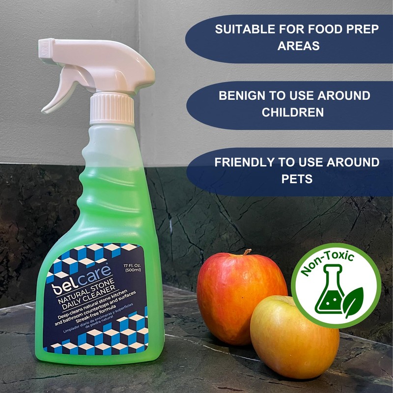 Belcare Natural Stone, Marble, Granite Countertop Cleaner, pH-Neutral, Streak Free