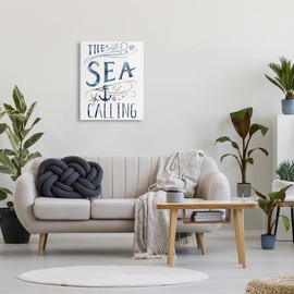 Stupell Industries The Sea is Calling Nautical Sentiment Navy Anchor, Designed by Nina Pierce Canvas Wall Art, 24 x 30, Blue