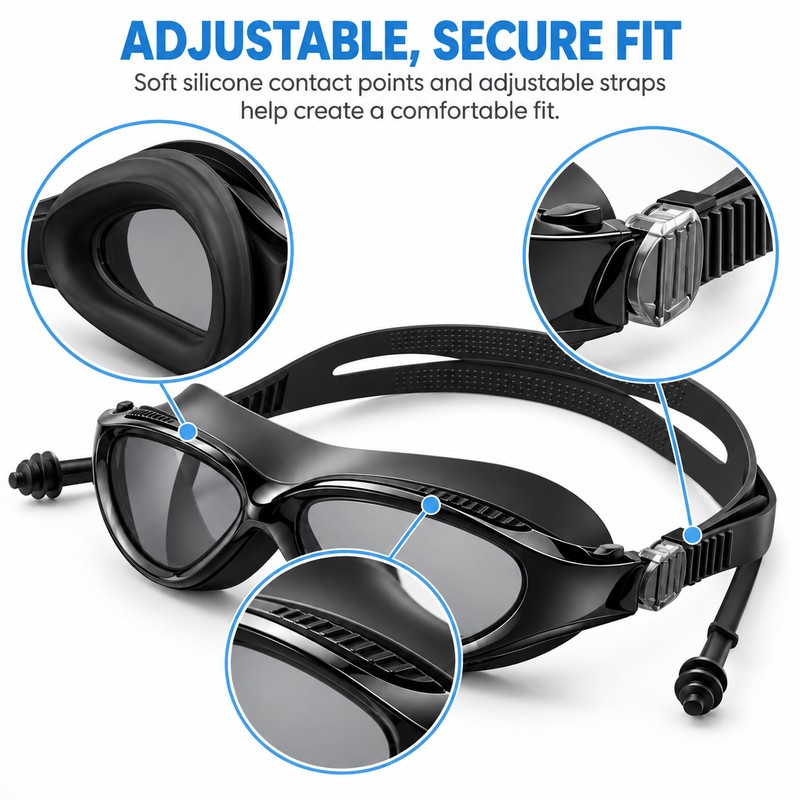 Swimming Goggles for Adults – Anti-Fog UV Protection Lenses with