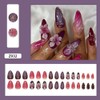 Flower Press on Nails Short Almond Fake Nails Purple Pink