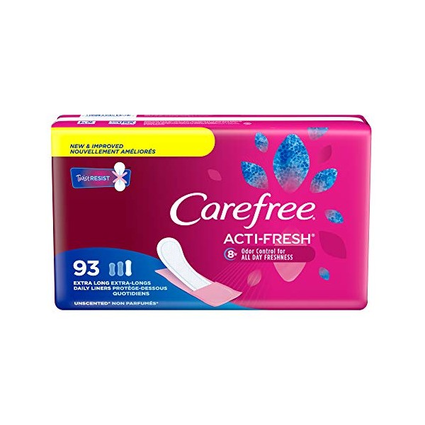 Carefree Acti-Fresh Body Shape Pantiliners Extra Long Unscented - 93 Count