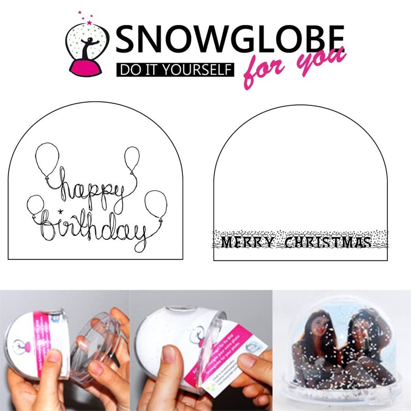 50009 Photo Snow Globe Large with Transparent Base and Hearts