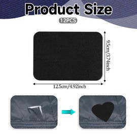 12 Pcs Iron-on Patches Premium Quality Fabric Iron-on Patches Denim Jean Patches Iron On Inside Fabric Patches for Clothes Cotton Black Repair Decorating Kit(4.9x3.7inch Black)